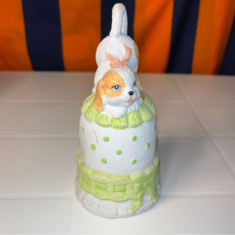 Vintage Porcelain Bell Dog Puppy Gift Gallery 5" Tall Cute Puppy